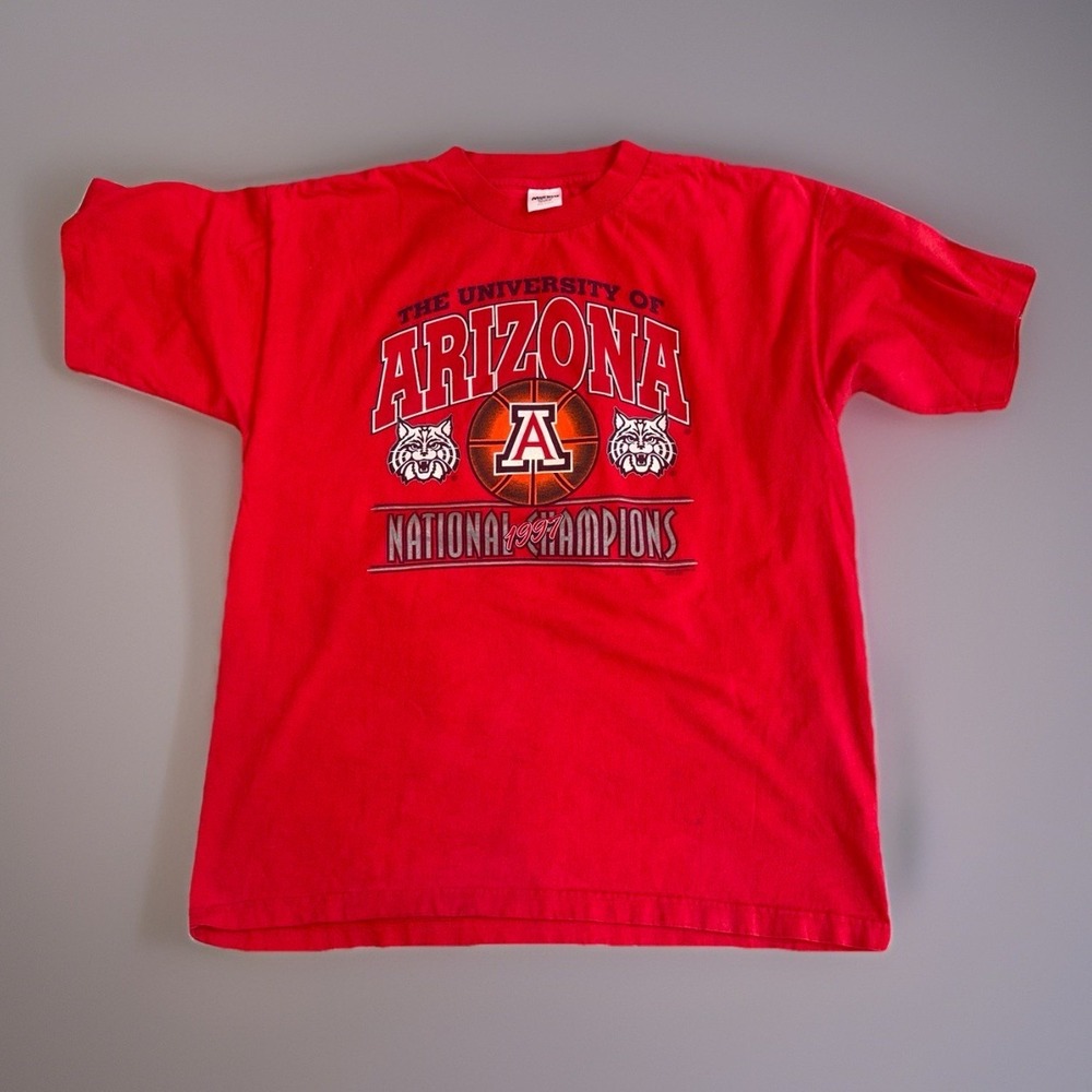 Vintage 90s University of Arizona Wildcats T-Shirt XLarge Men NCAA Basketball - Picture 1 of 4